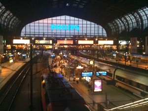 Vi skiftede til nattog i Hamburg på vej til Milano.