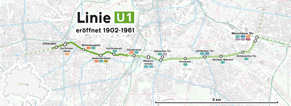 Den populære U1 linje med Berlins u-bahn.