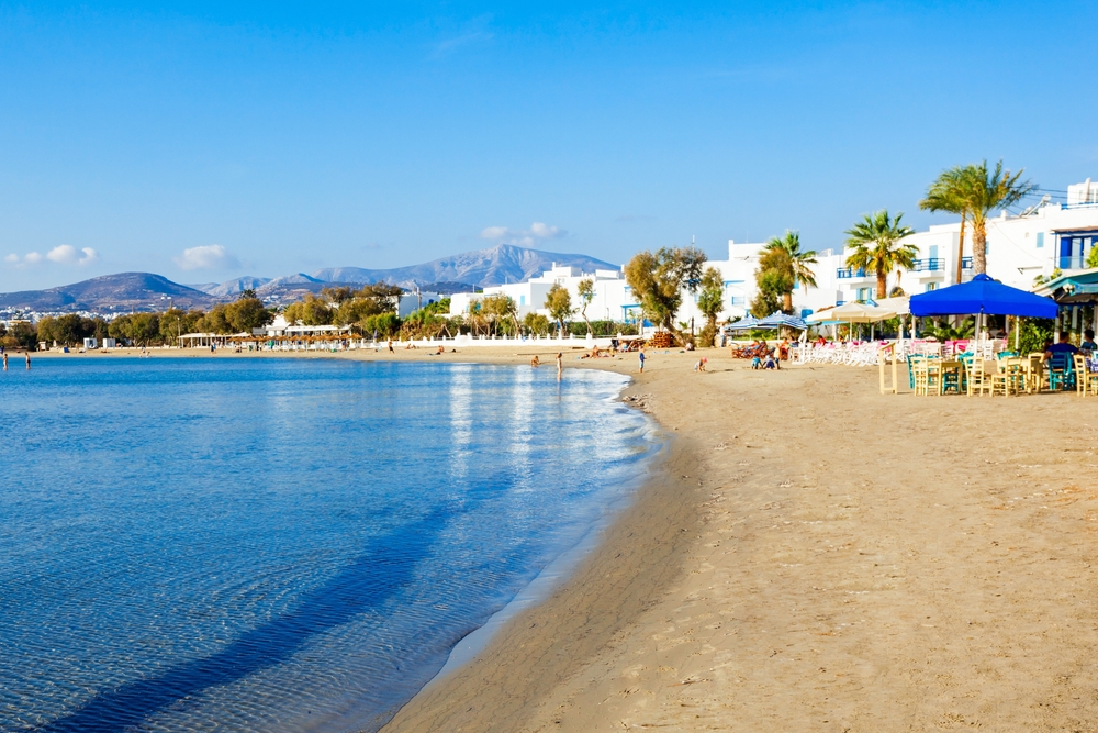 Bystranden Agios Georgios på Naxos