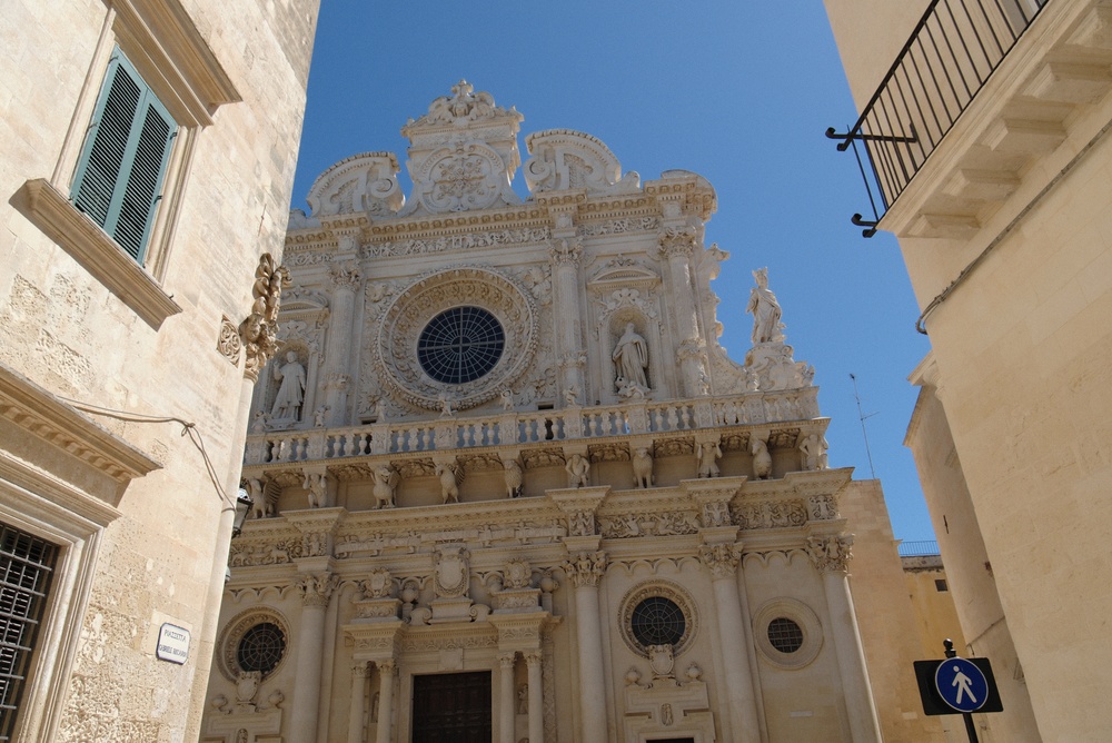 Barokfacaden på Basilica di Santa Croce i Lecce