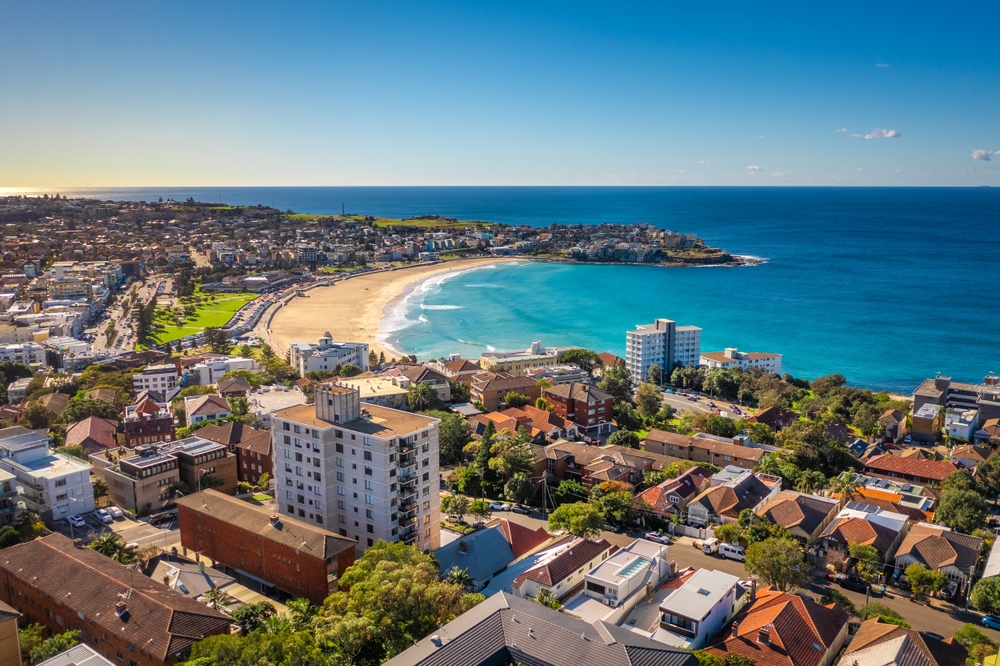 Luftfoto af Bondi Beach i Sydney