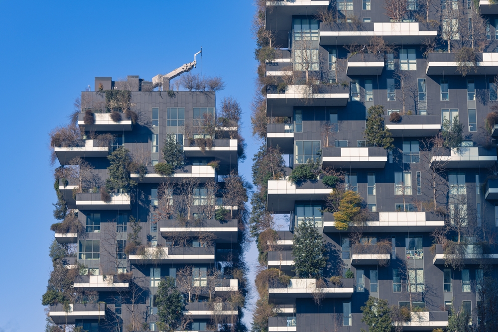 De to beplantede boligtårne Bosco Verticale i Porta Nuova i Milano