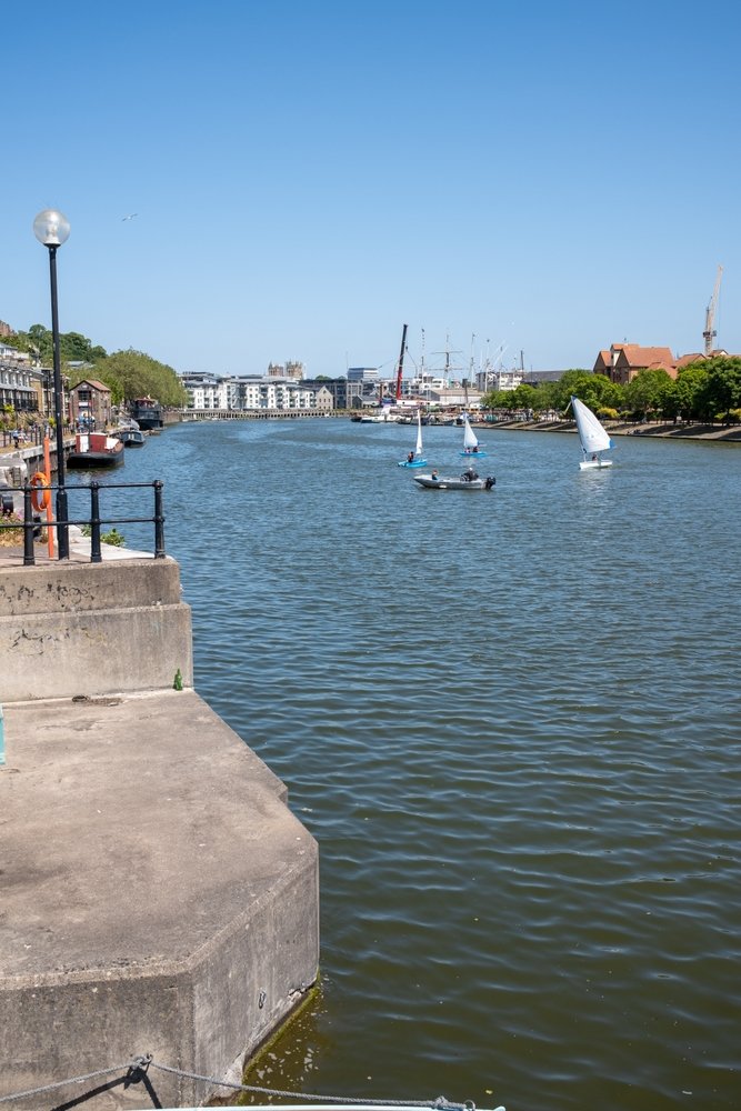 Floating Harbour og kajerne ved Harbourside i Bristol