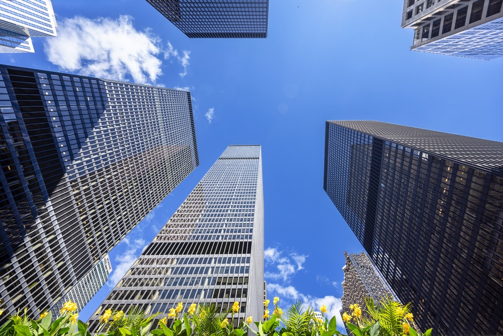 Højhusene i Financial District i Toronto nær krydset Yonge og King