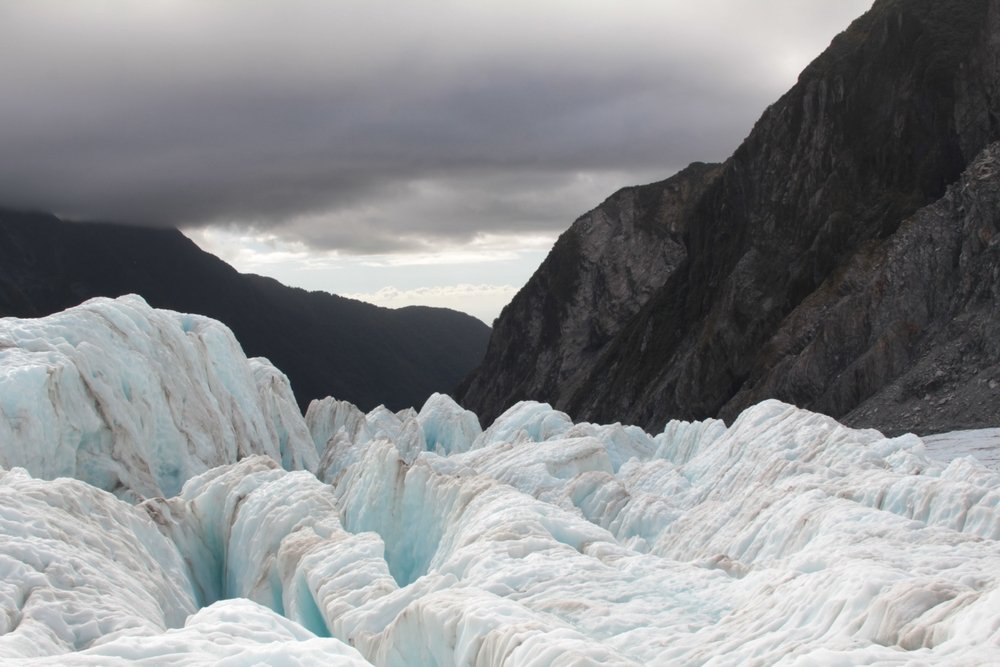 Franz Josef-gletsjeren i De Sydlige Alper på New Zealands vestkyst