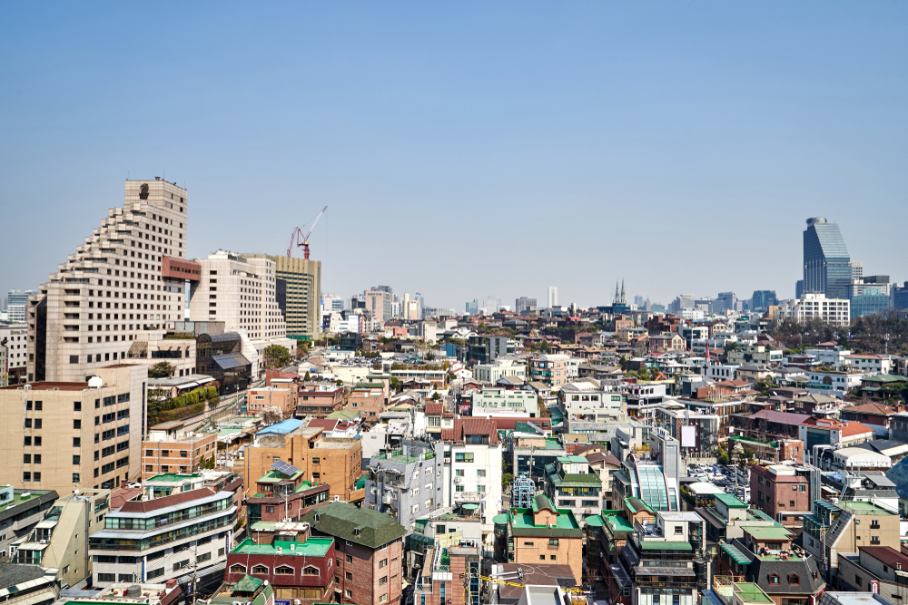 Udsigt over højhusene i Gangnam i Seoul