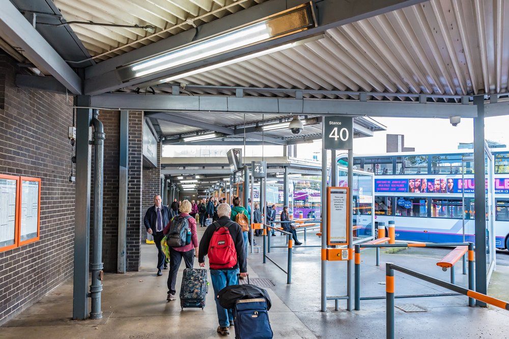 Buchanan Bus Station i Glasgow, endestation for lufthavnsbussen 500