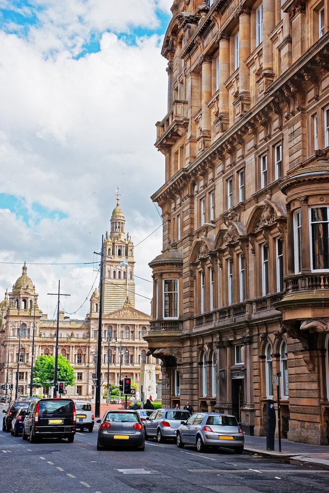 Rådhuset Glasgow City Chambers ved George Square i Glasgows centrum