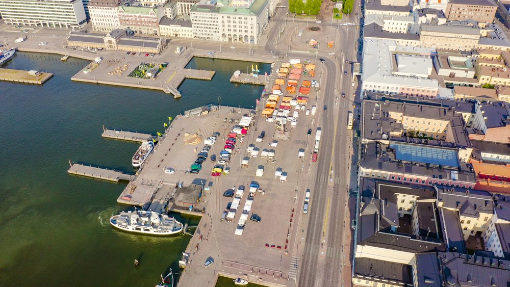 Markedspladsen Kauppatori ved Sydhavnen i Helsinki