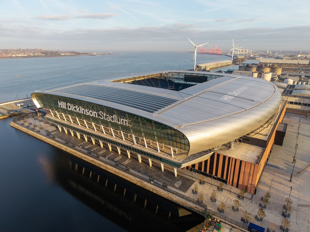 Evertons Hill Dickinson Stadium ved Bramley-Moore Dock i Liverpool