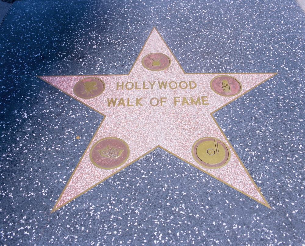 Stjerner på Hollywood Walk of Fame på Hollywood Boulevard i Los Angeles