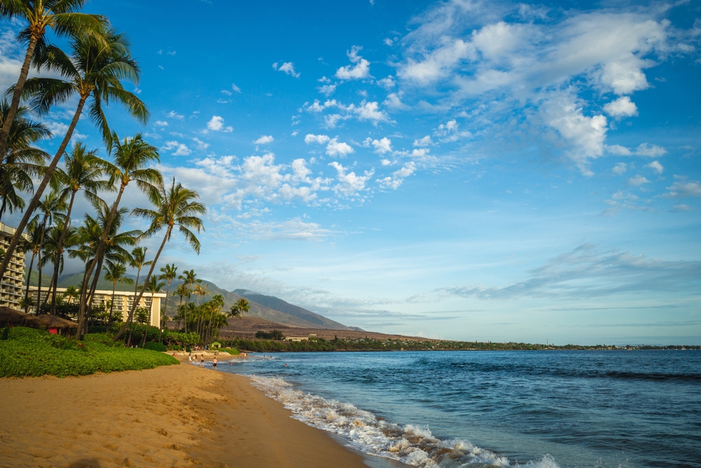 Ka'anapali Beach på Maui med hvidt sand og turkis vand