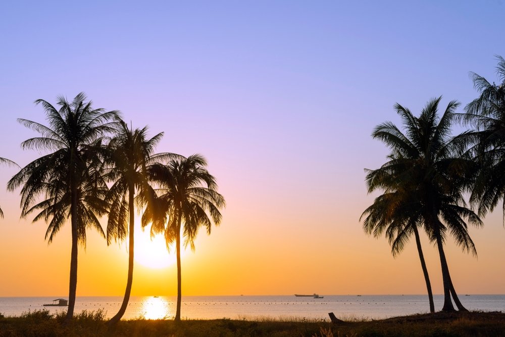 Solnedgang over Long Beach på øen Phu Quoc