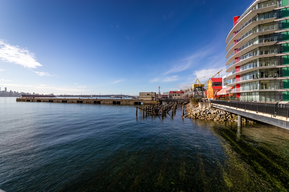 The Shipyards og molen i Lower Lonsdale i North Vancouver