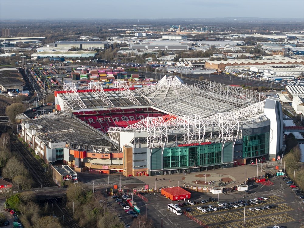 Old Trafford, Manchester Uniteds stadion, set fra luften