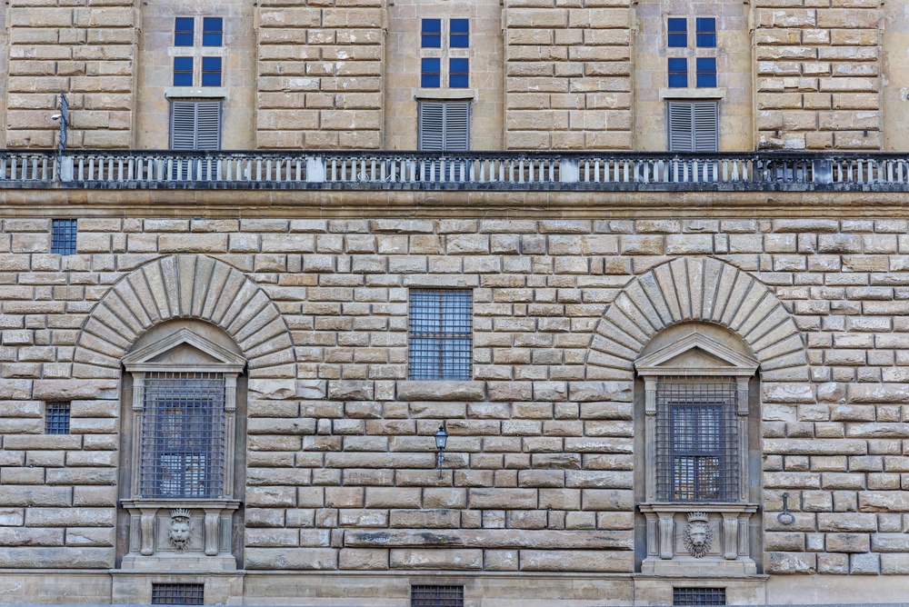 Facaden på Palazzo Pitti i Firenze