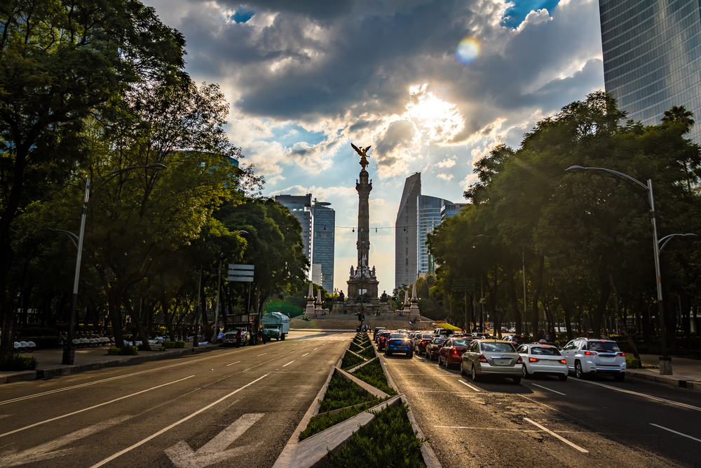 Paseo de la Reforma og monumentet Ángel de la Independencia i Mexico City