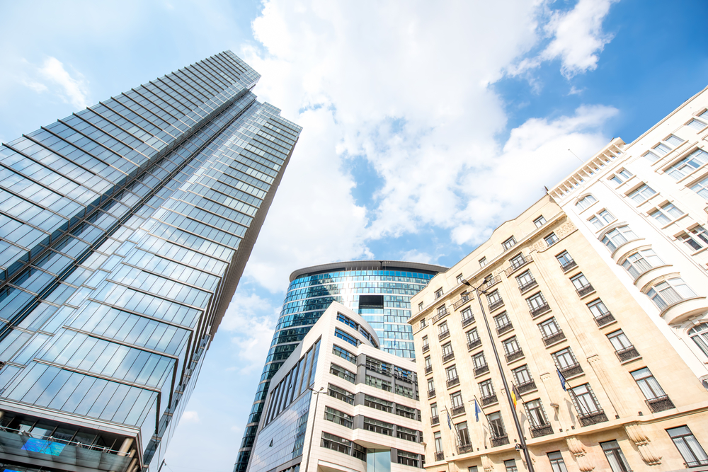 Moderne bygninger ved Place Rogier i Bruxelles