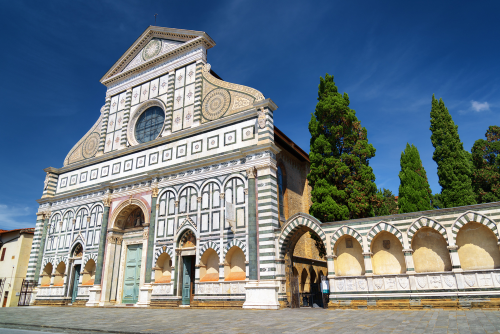 Marmorfacaden på Santa Maria Novella i Firenze