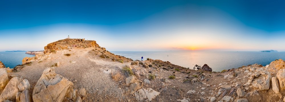 solnedgang ved Akrotiri-fyret