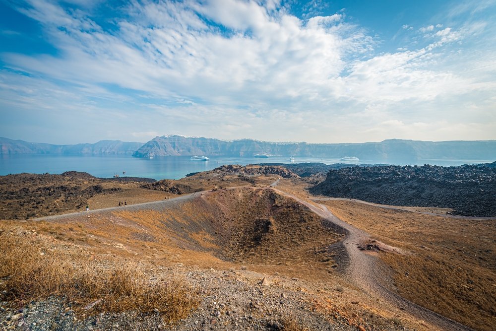 vulkanøen Nea Kameni i calderaen