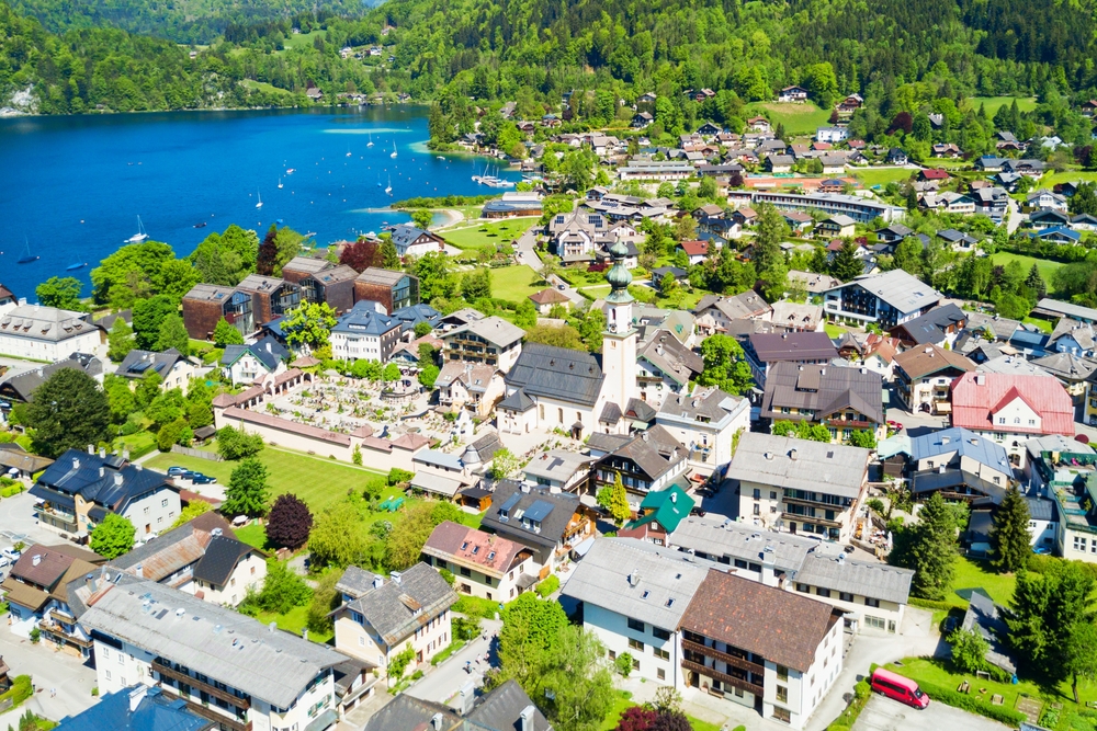 St. Gilgen ved Wolfgangsee set fra oven