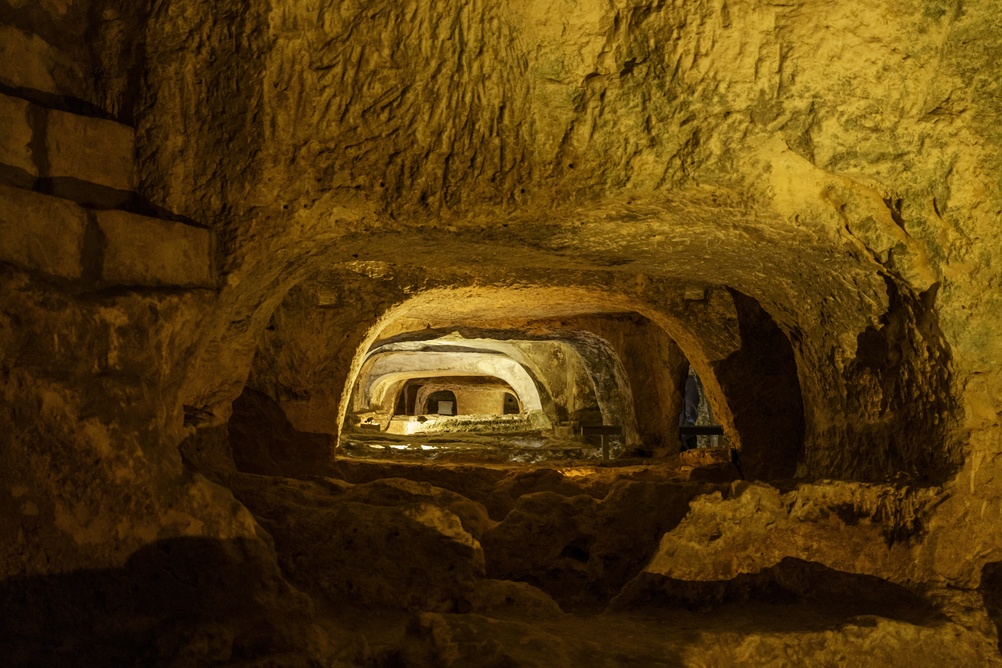 Underjordiske grave i St. Paul's Catacombs i Rabat på Malta