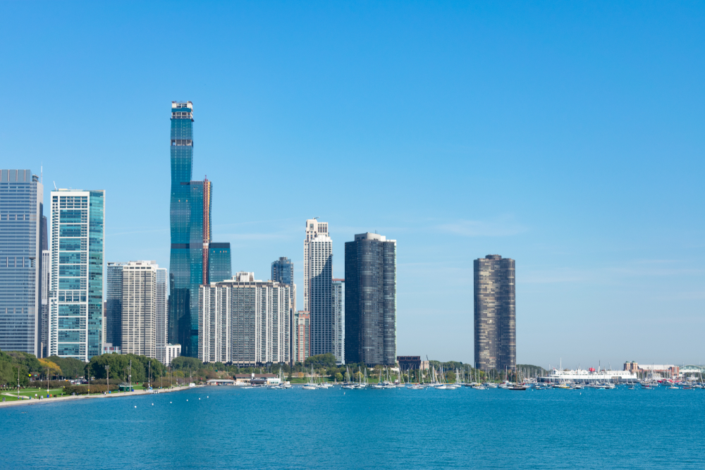 Streetervilles skyline ved Lake Michigan i Chicago