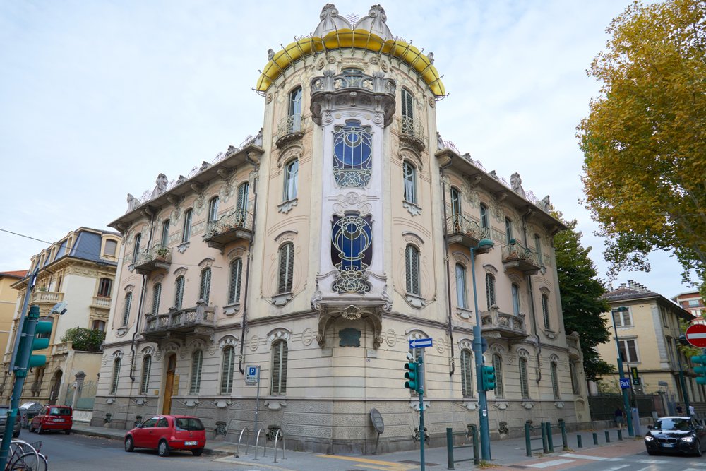 Liberty-bygningen Casa Fenoglio-Lafleur i Cit Turin i Torino