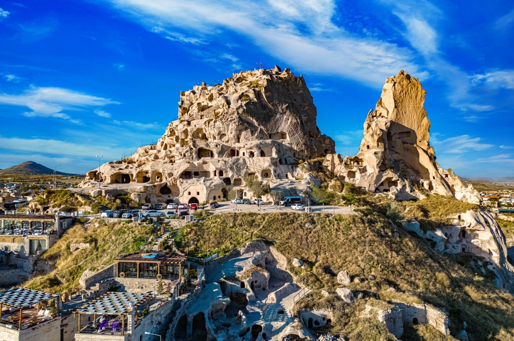 Uçhisar-borgen i Nevşehir-provinsen i Kappadokien