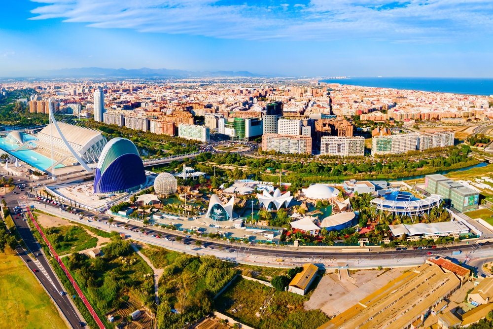 Luftfoto over Ciudad de las Artes y las Ciencias