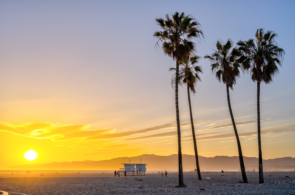 Venice Beach i Los Angeles lige før solnedgang