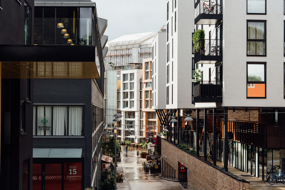 Vulkan-området ved Mathallen og Akerselva på Grünerløkka i Oslo
